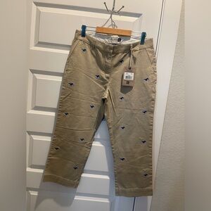 NWT Campus Chinos SMU mustangs embroidered pony logo khaki cropped pant US 12